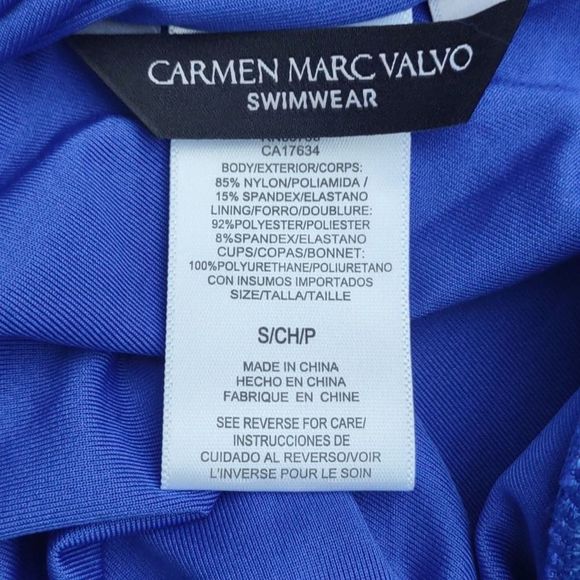 Carmen Marc Valvo PORT ROYALE Ruched Bow-Front Halter Tankini Top Small - Picture 7 of 8